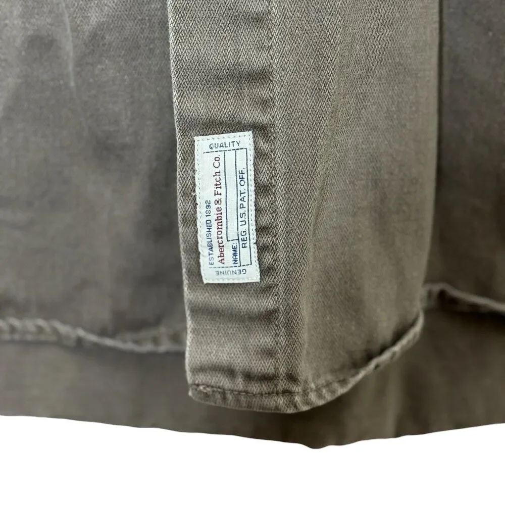 VTG Abercrombie & Fitch‎ Men's XL Gray Canvas Button Down Thick Gorpcore Y2K - Picture 3 of 8